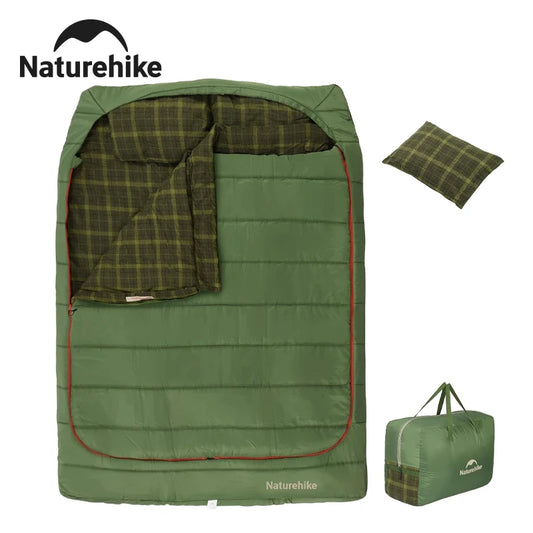 Flannel Two Person Sleeping Bag with Pillows