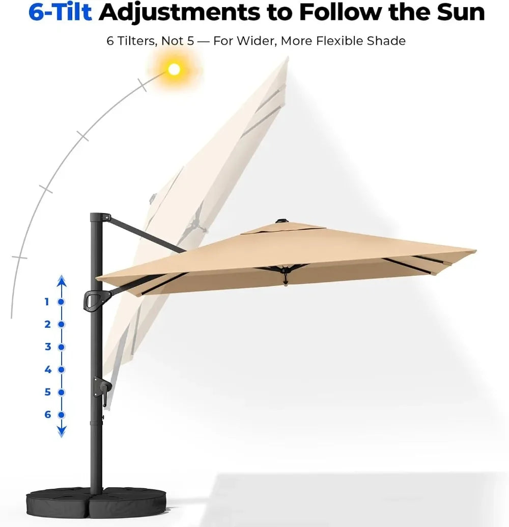 10x10 FT  Patio Umbrella with 360° Rotation