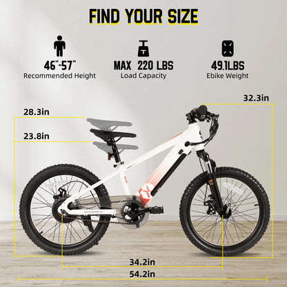 Electric Bike for Kids Teens Ages 7+ with 250W Motor