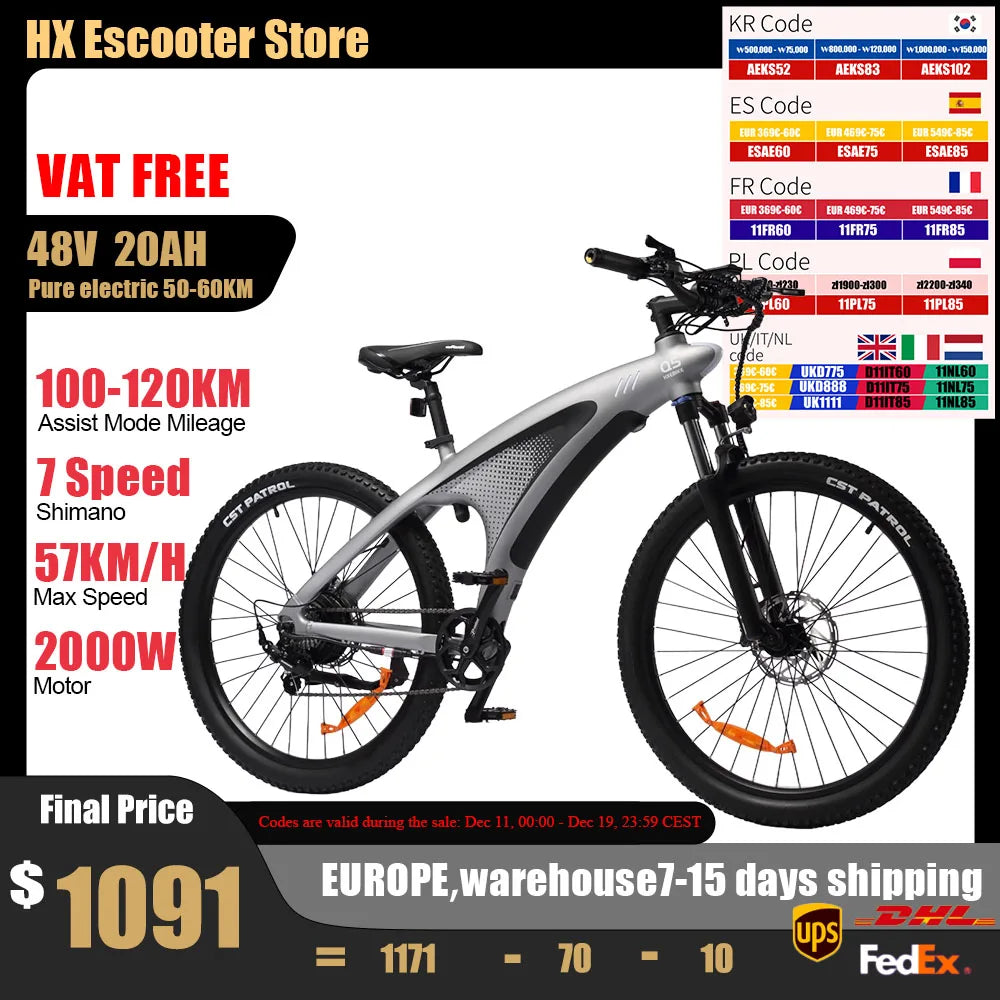 2000W Adults Electric Mountain Bike