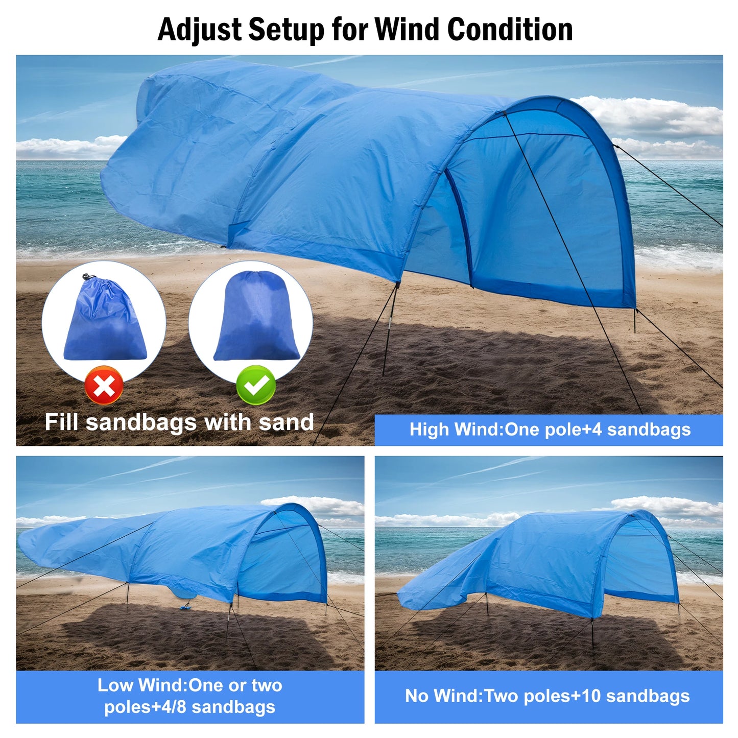 Portable Beach Wind-Powered Shade  200 Sq. Ft.
