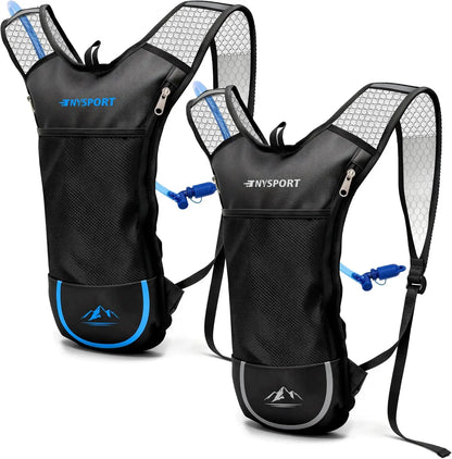 2 Pack Hydration Backpack with 2L Bladder, Lightweight Breathable Water Backpack for Hiking Running Cycling
