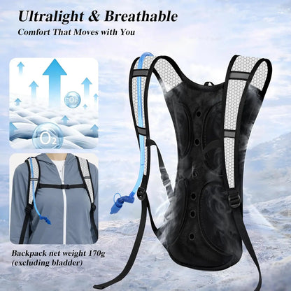 2 Pack Hydration Backpack with 2L Bladder, Lightweight Breathable Water Backpack for Hiking Running Cycling
