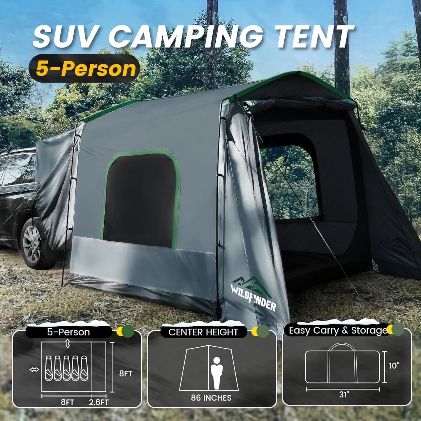 Waterproof SUV Tent for Family Camping