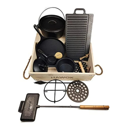 Pre-seasoned Cast Iron Dutch Oven Camping Cooking Set