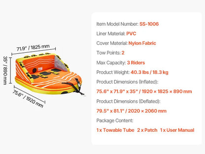 Towable Tube for Boating 1-4 Riders